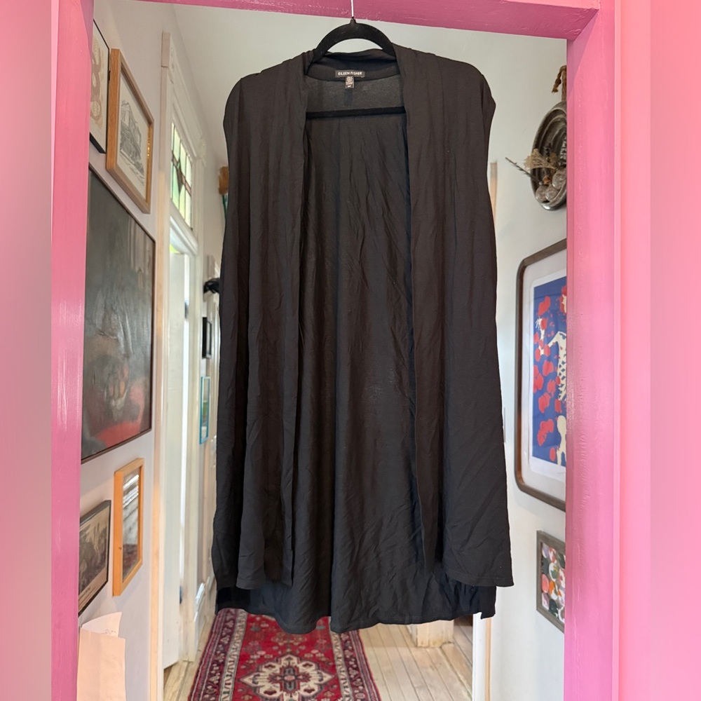 Eileen Fisher Black Sleeveless Cardigan
